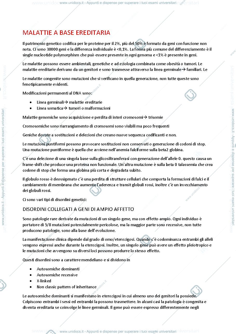 Anteprima pagina 1 — Malattie a base ereditaria 