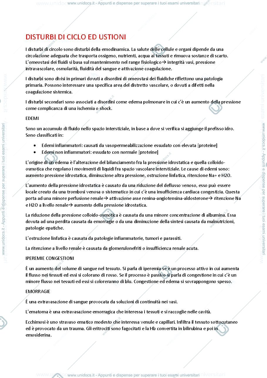 Anteprima pagina 1 — Disturbi di circolo e ustioni 