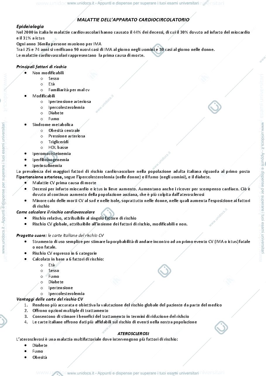 Anteprima pagina 1 — Malattie dell’apparato cardiocircolatorio 