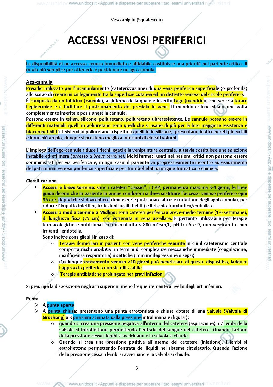 Anteprima pagina 1 — Accessi venosi periferici e altro