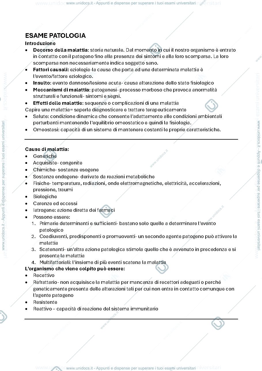 Anteprima pagina 1 — Appunti integrati di Patologia generale