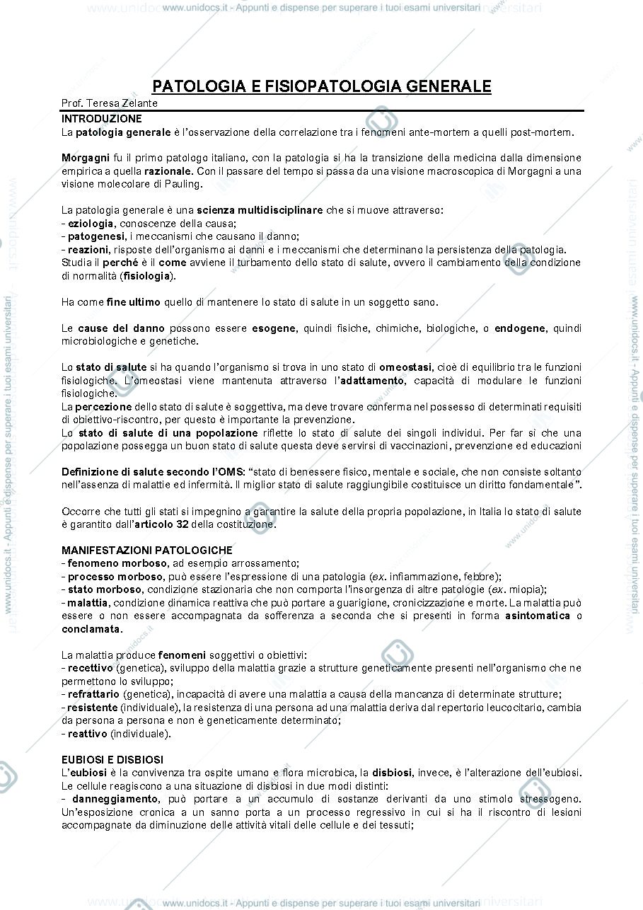 Anteprima pagina 1 — Patologia e fisiopatologia generale