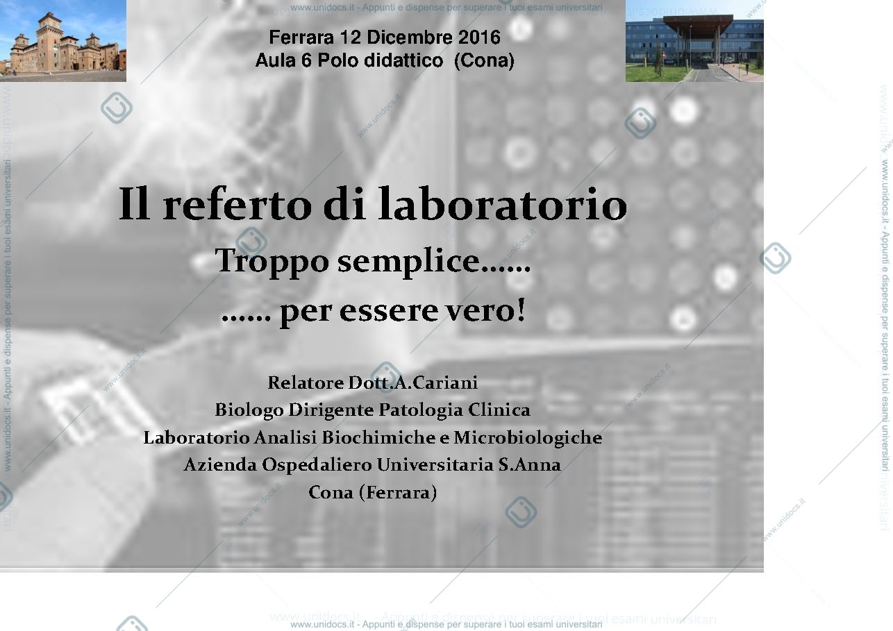 Anteprima pagina 1 —  Laboratorio analisi