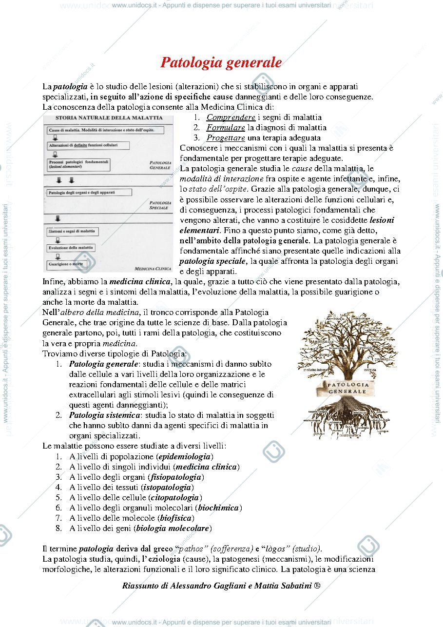 Anteprima pagina 1 — PATOLOGIA GENERALE