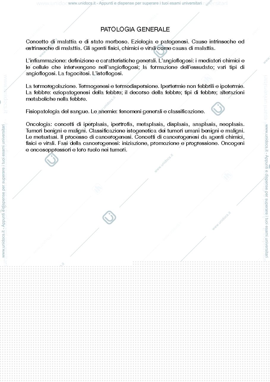 Anteprima pagina 1 — Patologia Generale