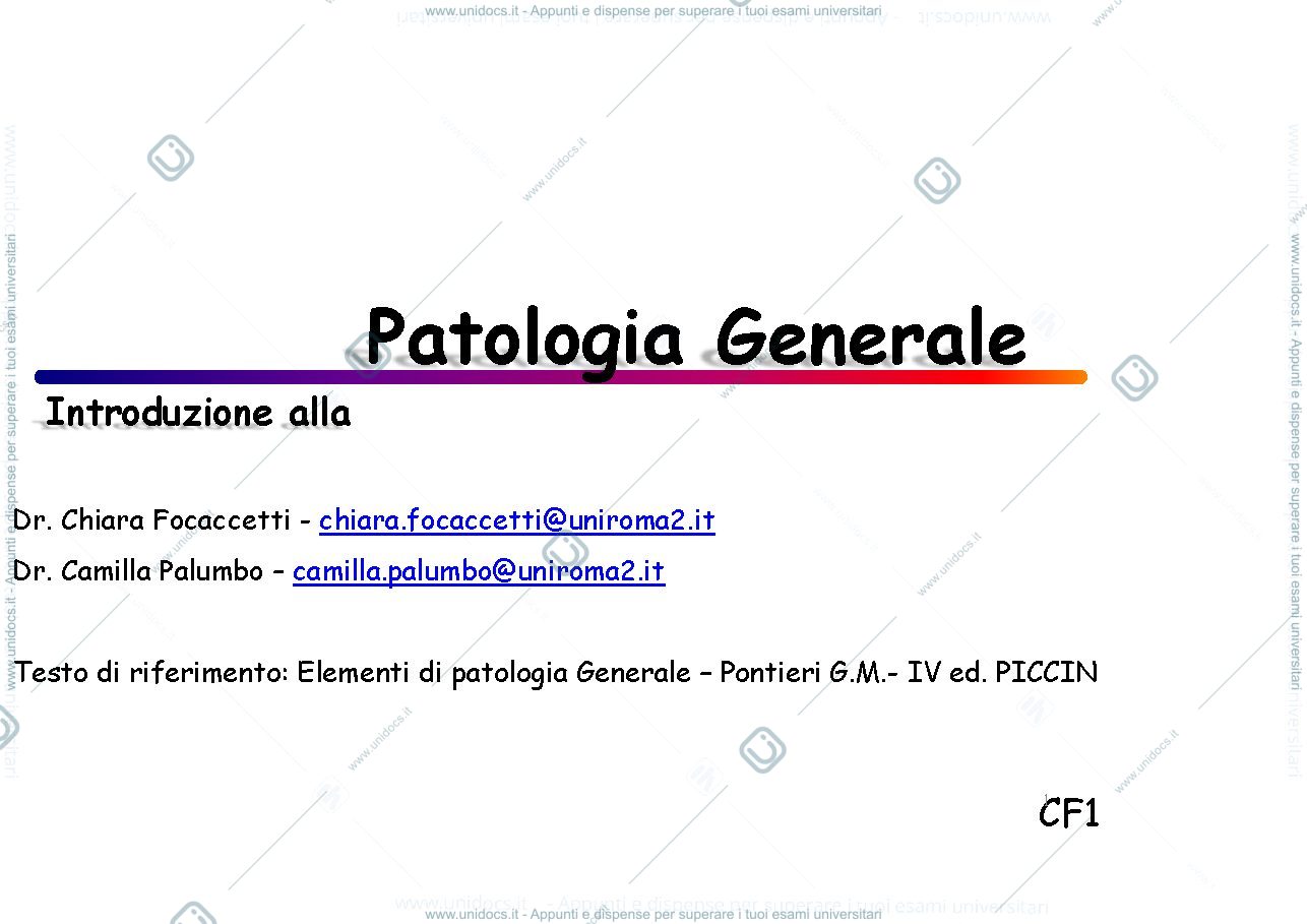 Anteprima pagina 1 — Patologia generale