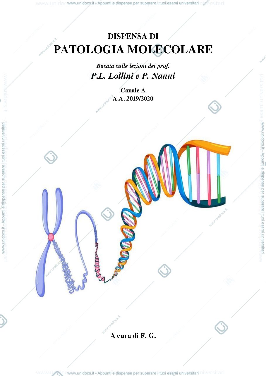 Anteprima pagina 1 — Dispensa patologia molecolare