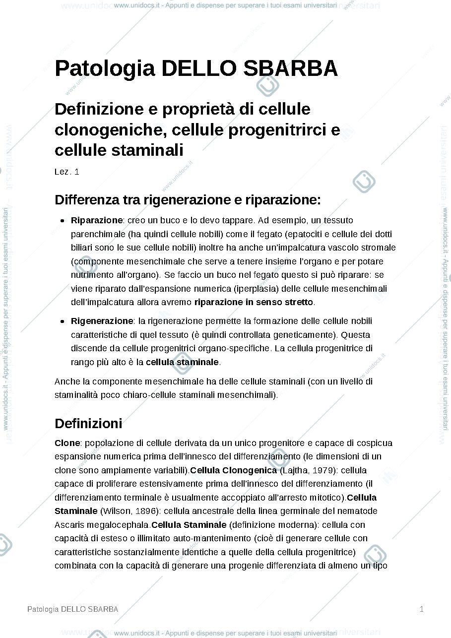 Anteprima pagina 1 — Patologia sperimentale dello sbarba