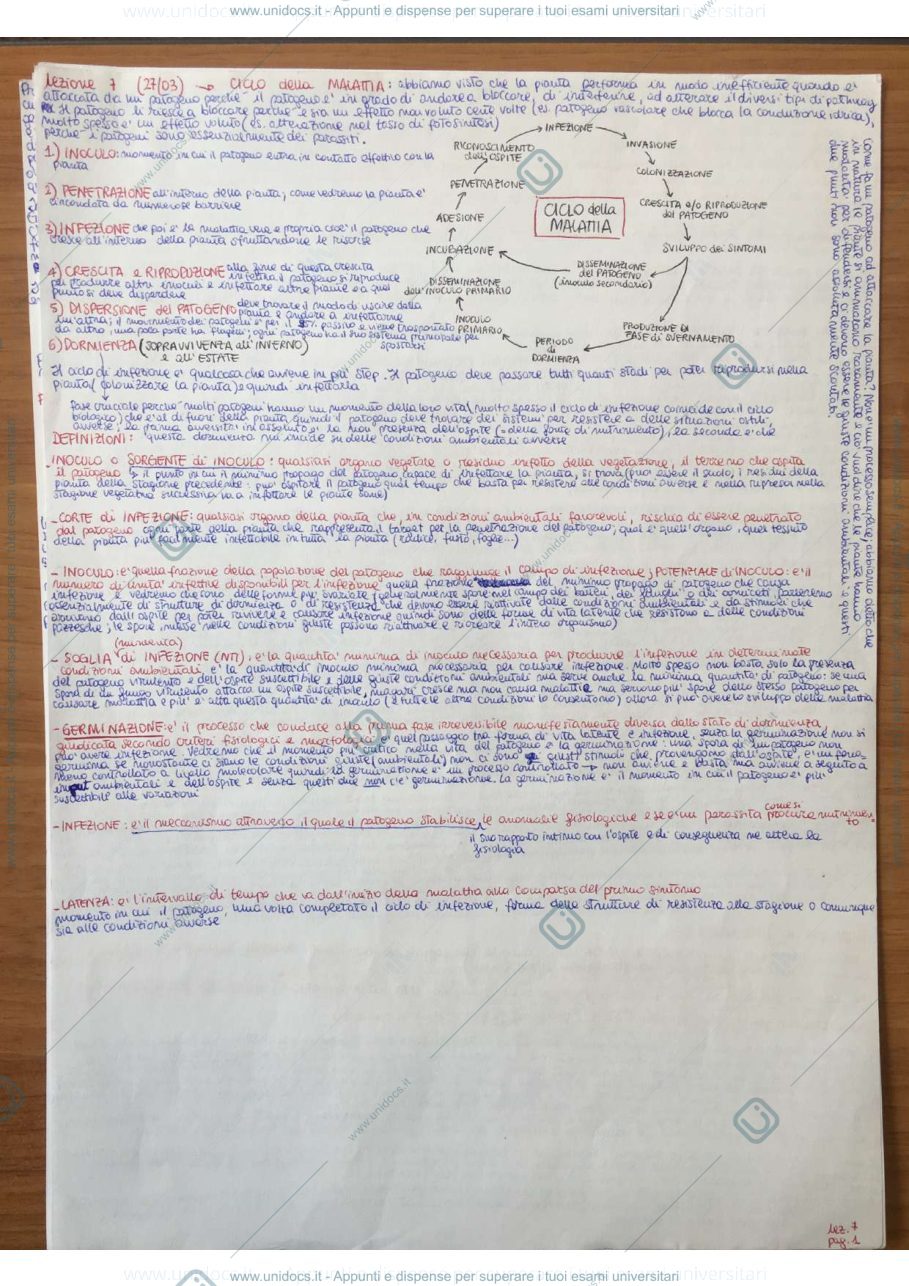 Anteprima pagina 1 — Dispense Patologia vegetale