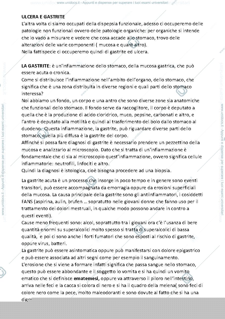 Anteprima pagina 1 — Gastrite e ulcera 