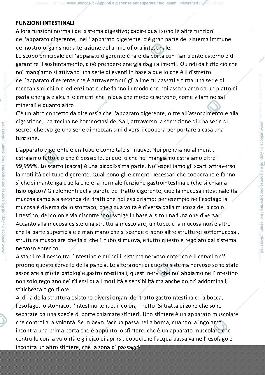 Anteprima pagina 1 — Funzioni intestinali 