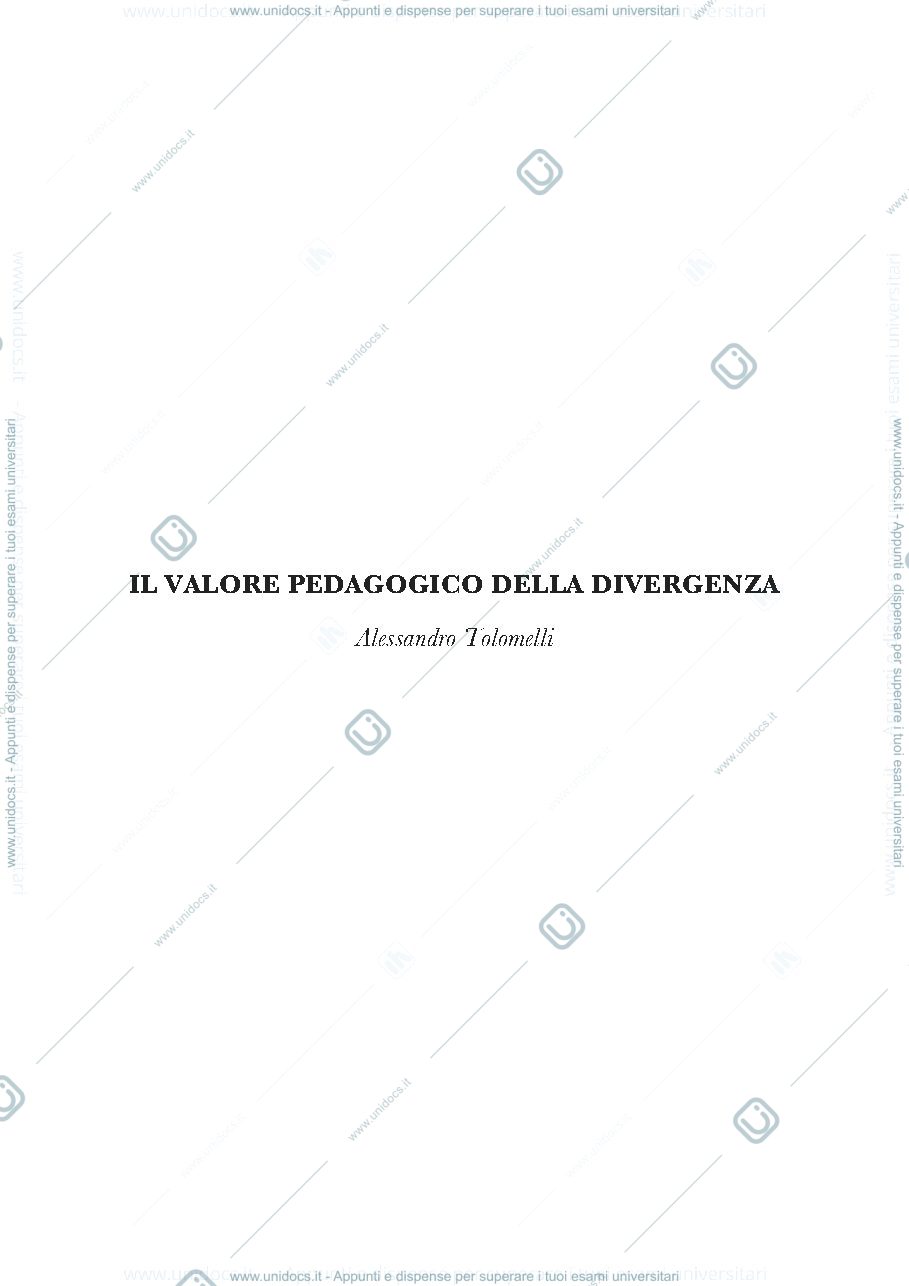 Anteprima pagina 1 — IL VALORE PEDAGOGICO DELLA DIVERGENZA 