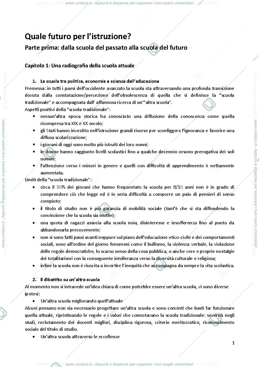 Anteprima pagina 1 — QUALE FUTURO PER L'ISTRUZIONE?