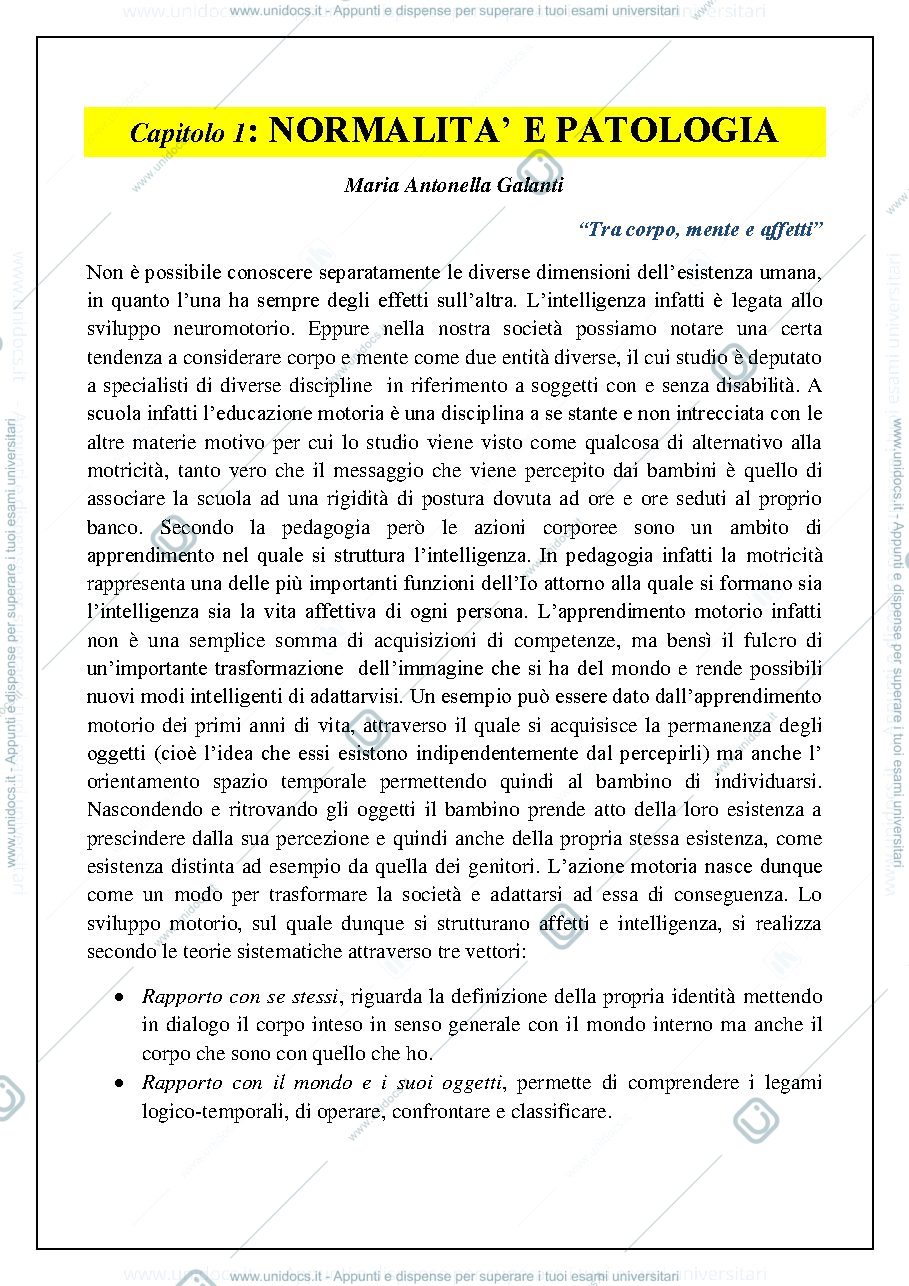 Anteprima pagina 1 — Capitolo 1: normalità e patologia - DISTURBI DEL NEUROSVILUPPO E RETI DI CURA