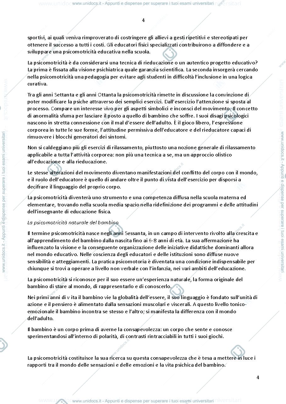 Anteprima pagina 4 — riassunto libro "pedagogia del corpo"
