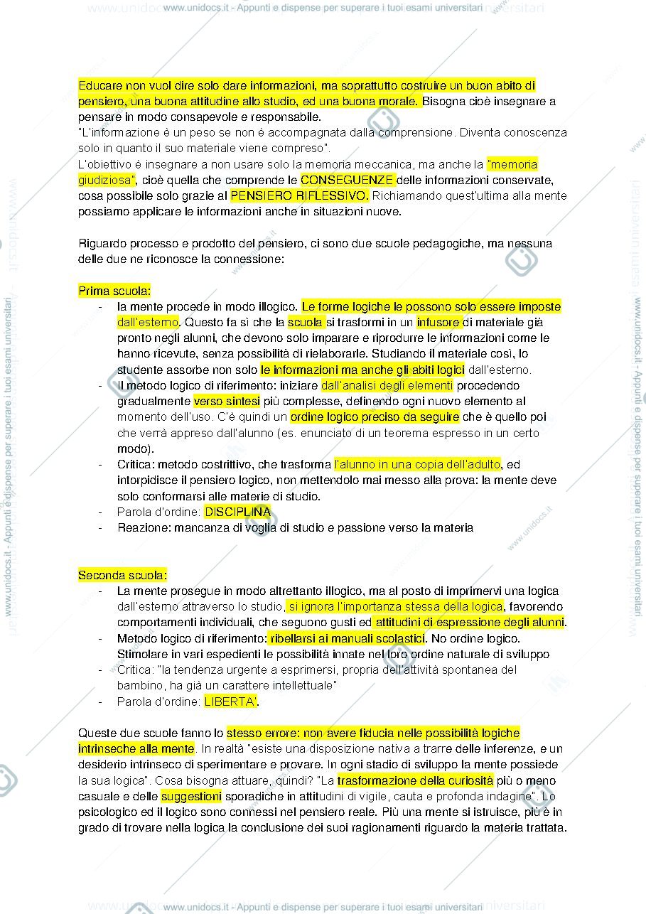 Anteprima pagina 2 — "Come pensiamo" sezione 2 - Dewey
