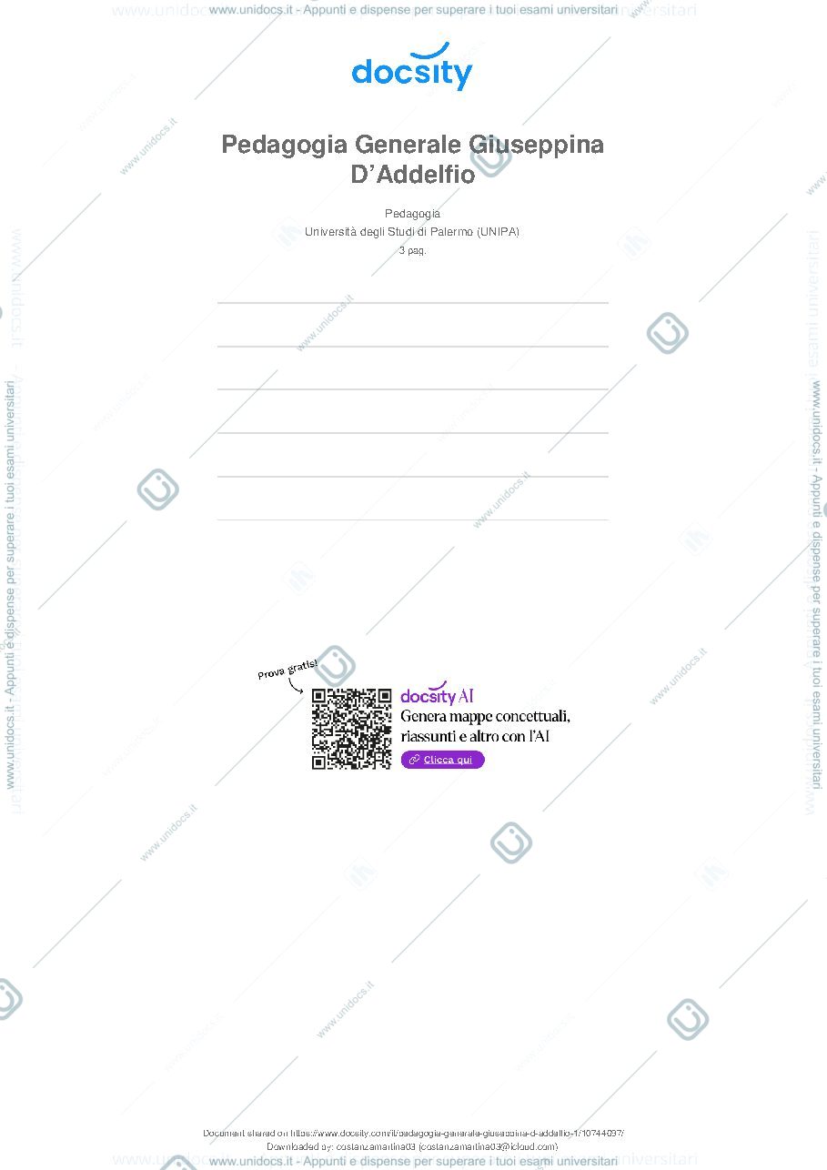 Anteprima pagina 1 — Pedagogia generale