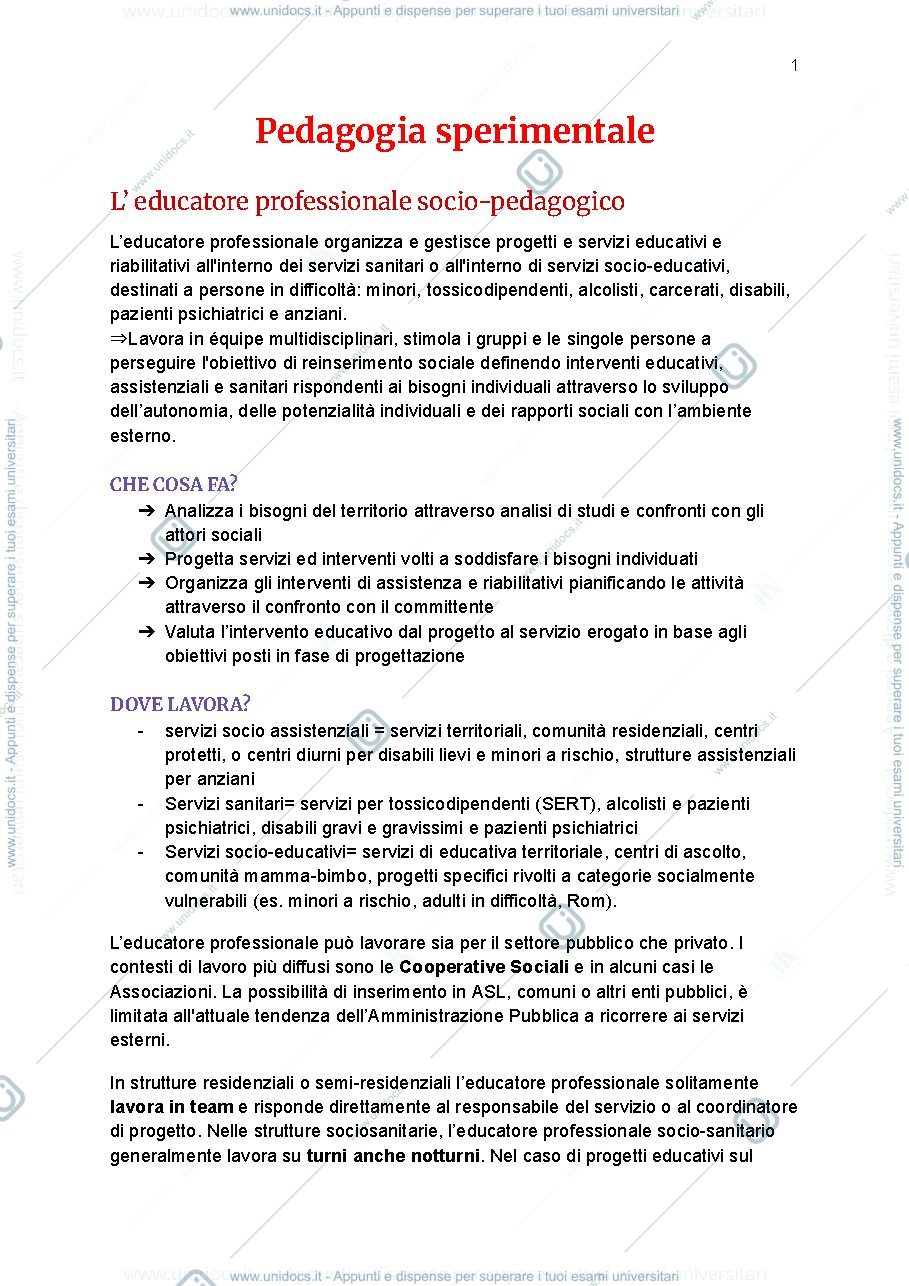 Anteprima pagina 1 — Pedagogia sperimentale