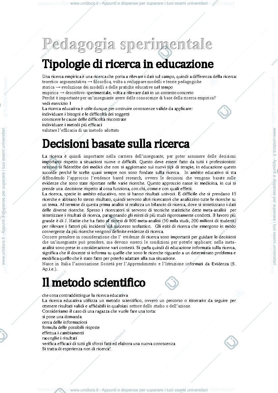 Anteprima pagina 1 — Pedagogia sperimentale