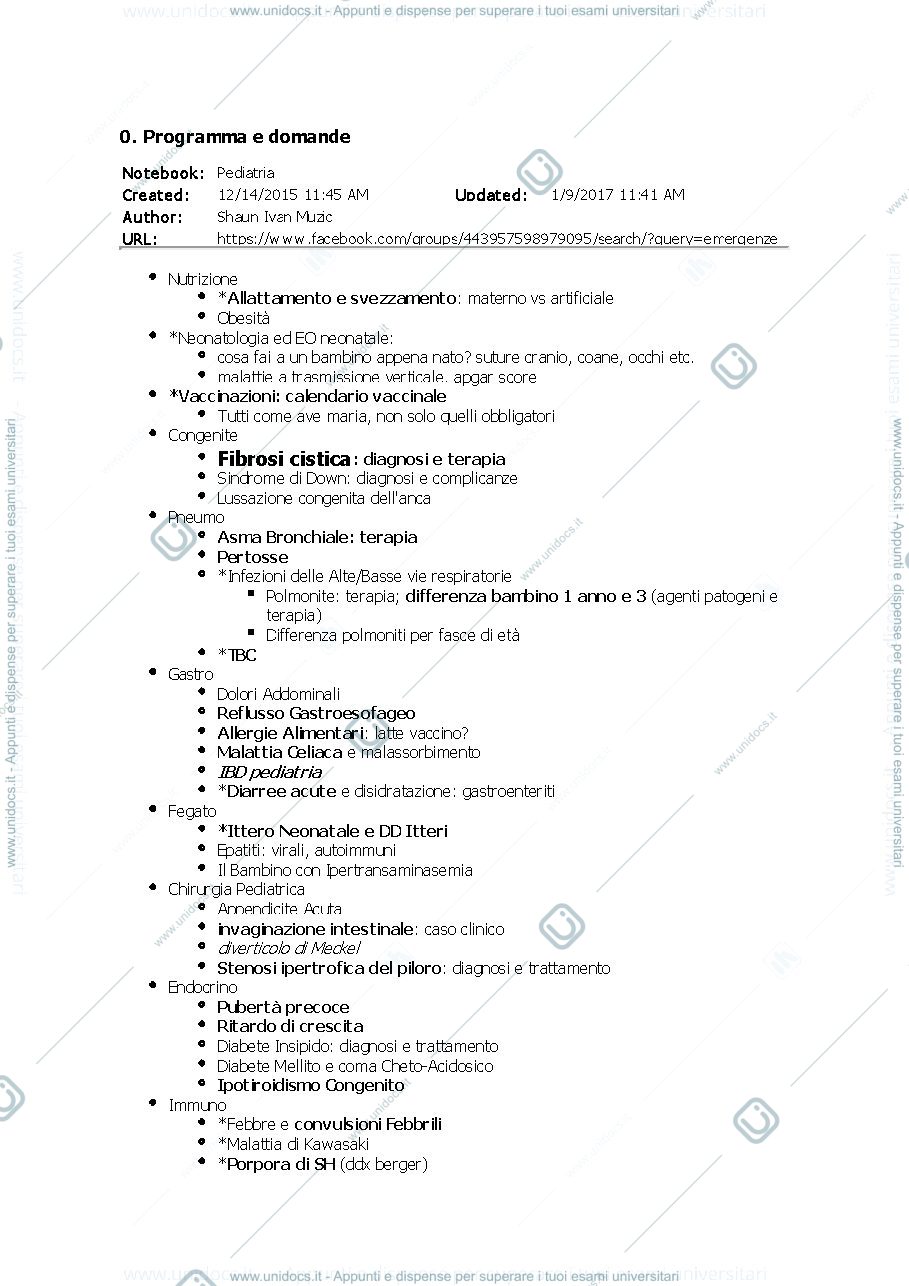 Anteprima pagina 1 — Pediatria schemi