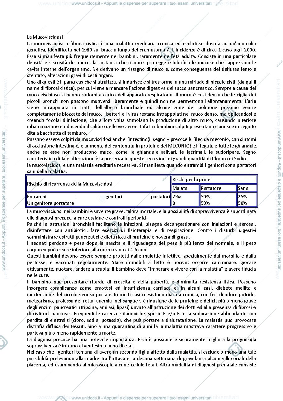 Anteprima pagina 1 — Appunti pediatria