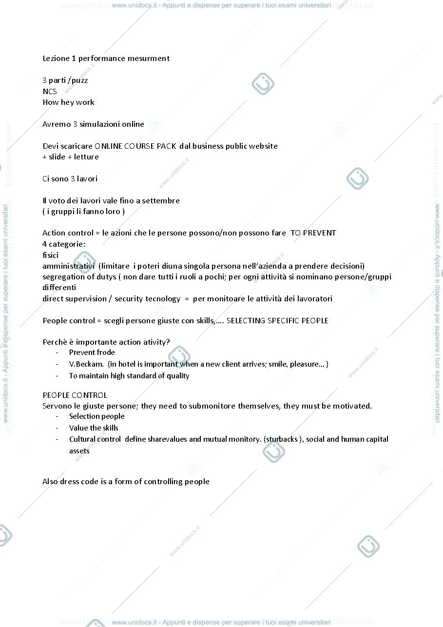 Anteprima pagina 1 — LEZIONE 1 PERFORMANCE MEASURMENT 