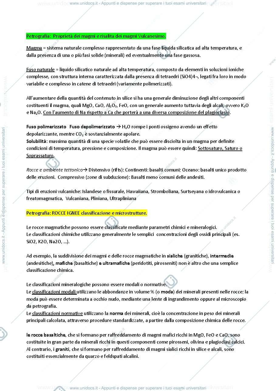 Anteprima pagina 1 — riassunto petrografia