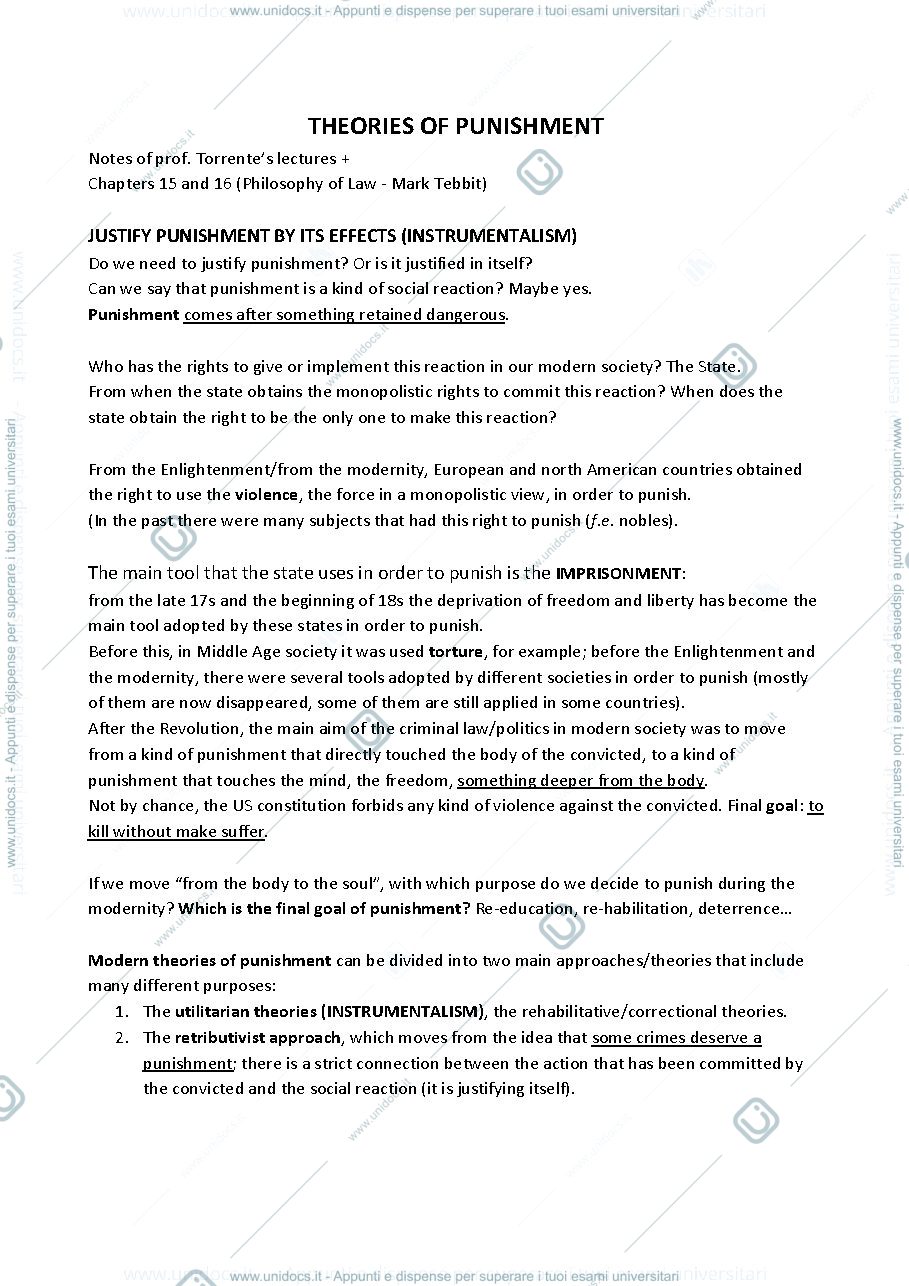 Anteprima pagina 1 — Theories of Punishment