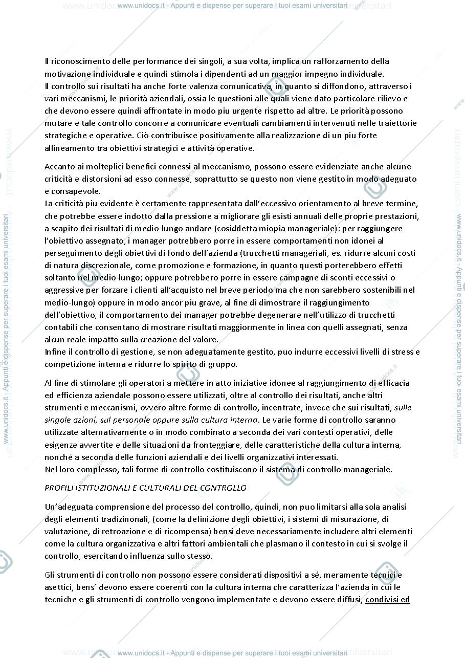 Anteprima pagina 2 — Riassunto Pianificazione e controllo