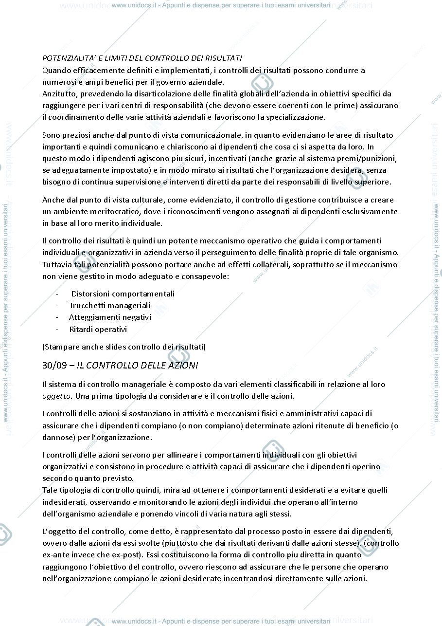 Anteprima pagina 4 — Riassunto Pianificazione e controllo