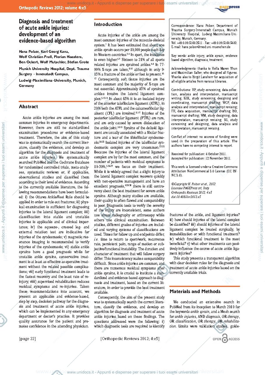 Anteprima pagina 1 — traduzione articolo sul trattamento conservativo della caviglia 1