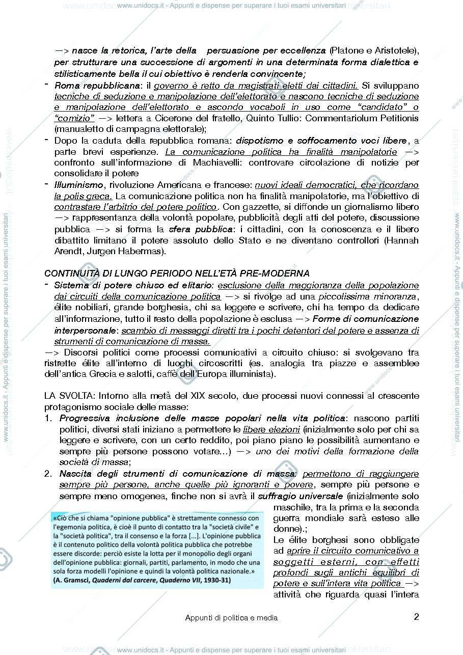 Anteprima pagina 2 — Appunti Politica e media 