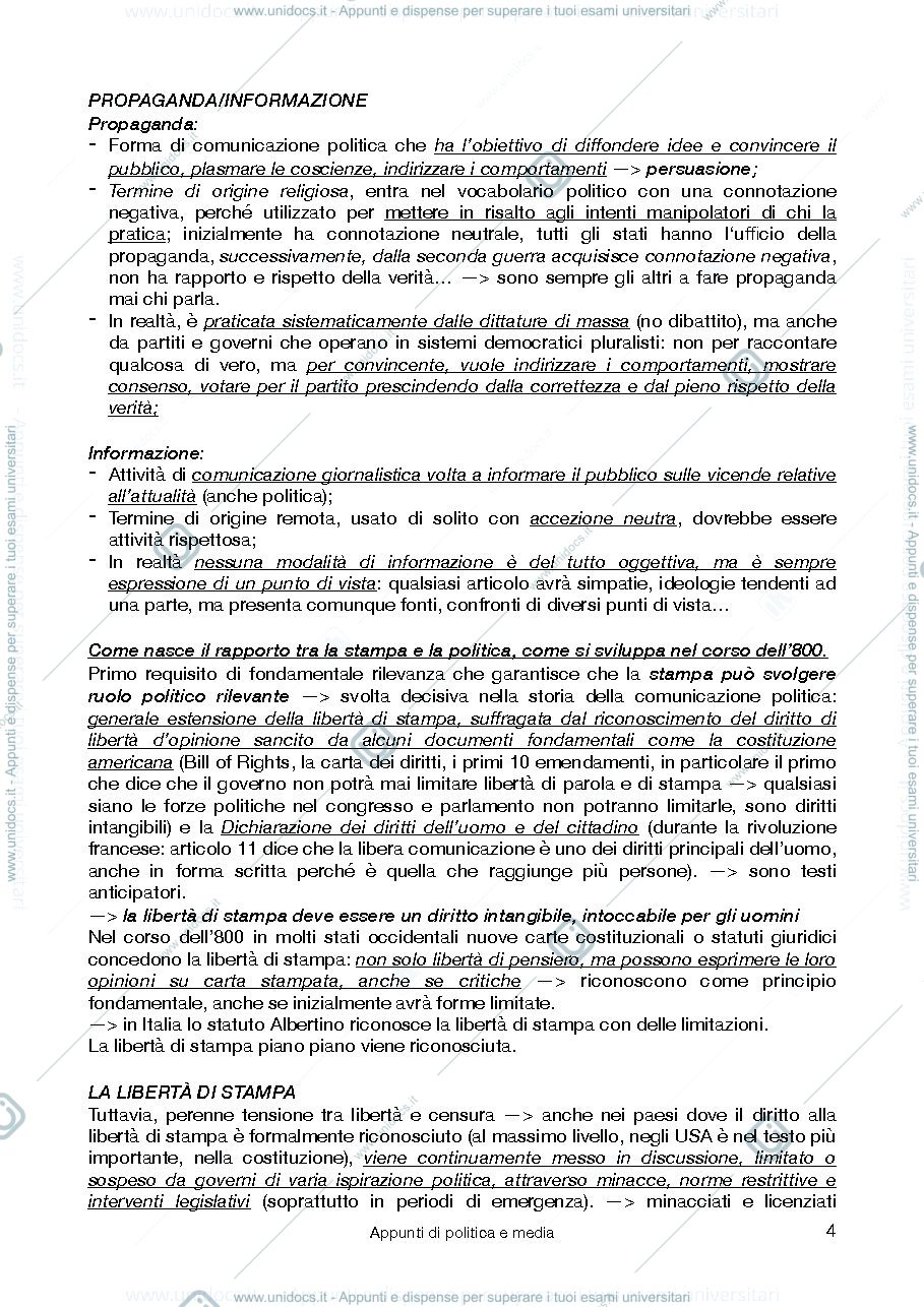 Anteprima pagina 4 — Appunti Politica e media 