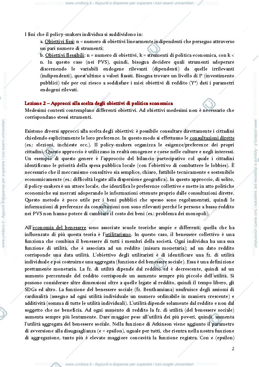 Anteprima pagina 2 — politica economica dello sviluppo 