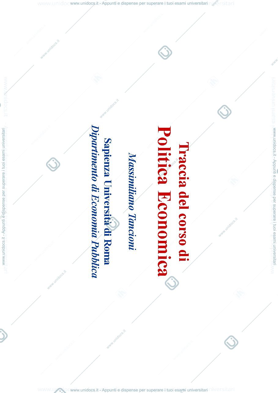 Anteprima pagina 1 — Politica economica slides seconda parte