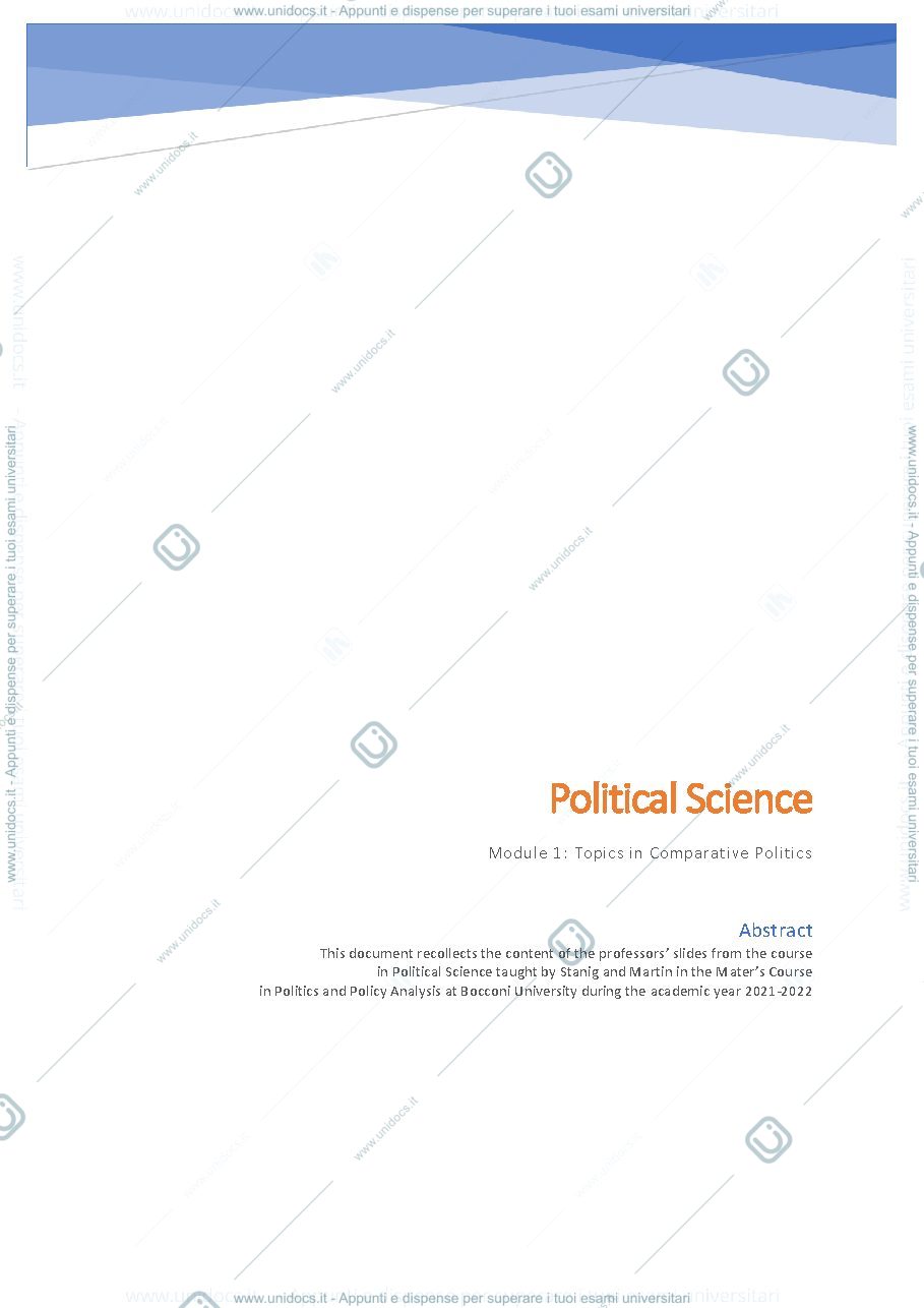 Anteprima pagina 1 — Summary Political Science 1 Module