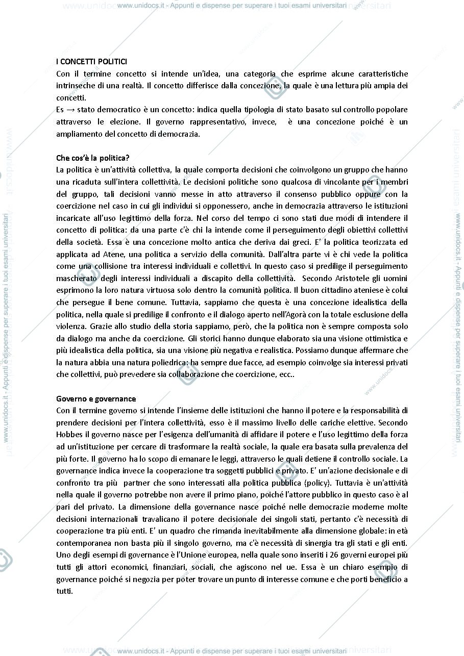 Anteprima pagina 1 — APPUNTI POLITICA 