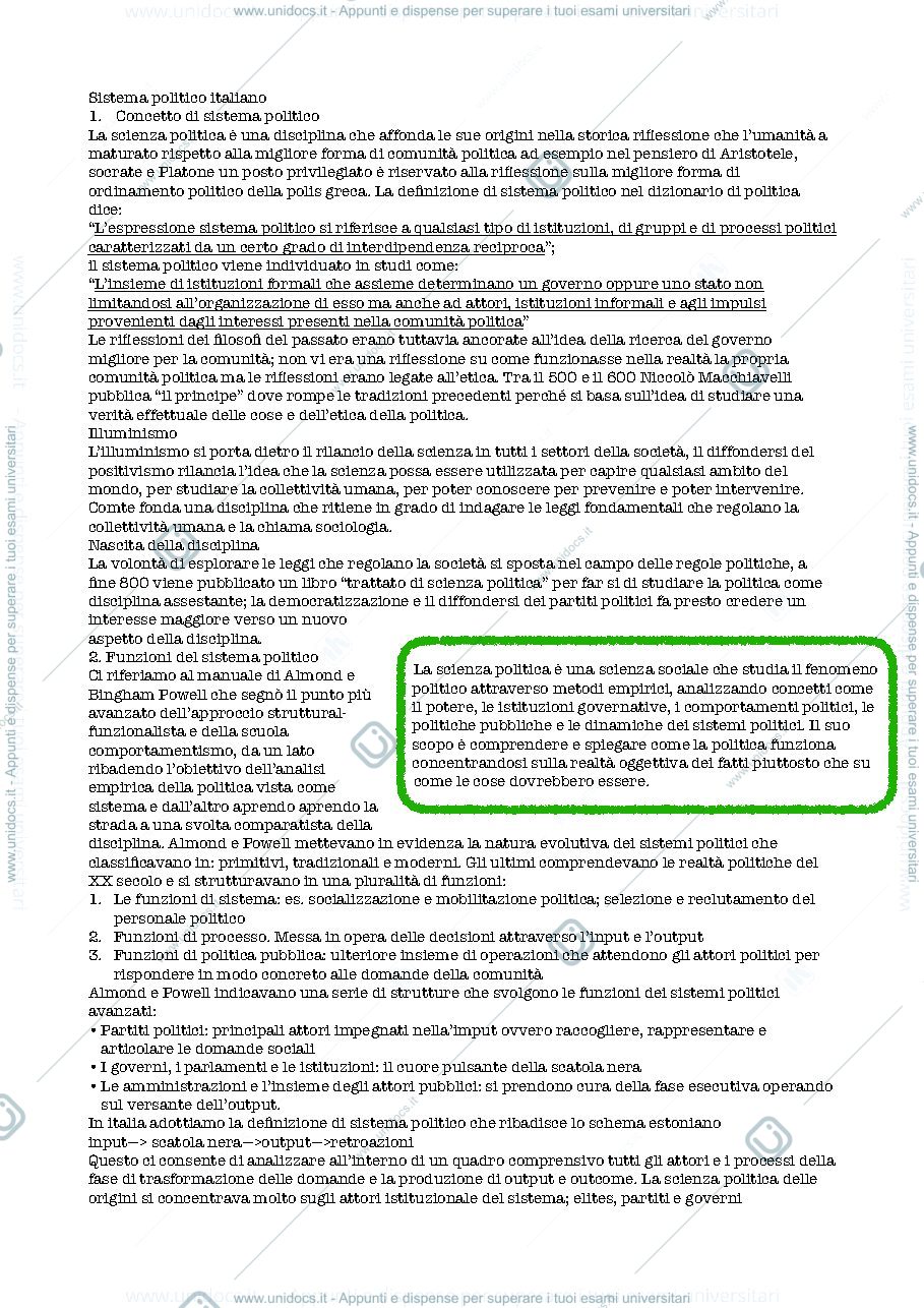 Anteprima pagina 1 — Il sistema politico italiano