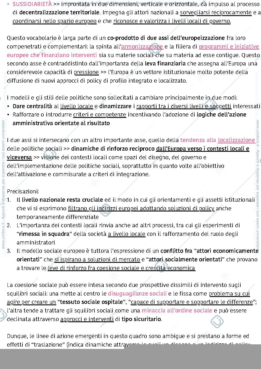 Anteprima pagina 2 — Riassunto “Le Politiche Sociali”