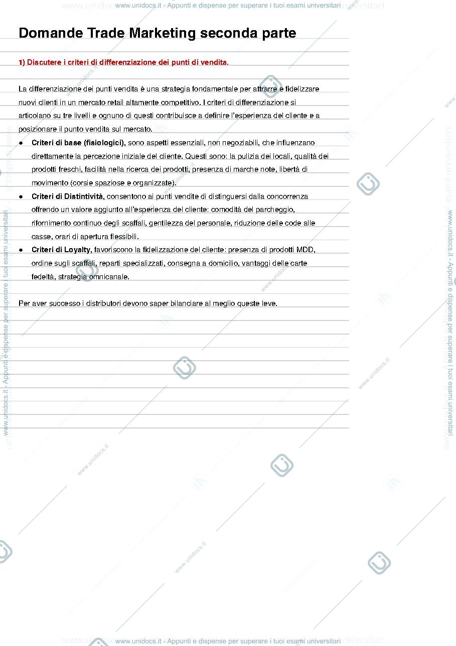 Anteprima pagina 2 — domande seconda parte trade marketing