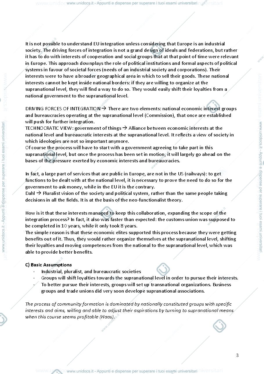 Anteprima pagina 3 — Politics of European Integration - Appunti completi 