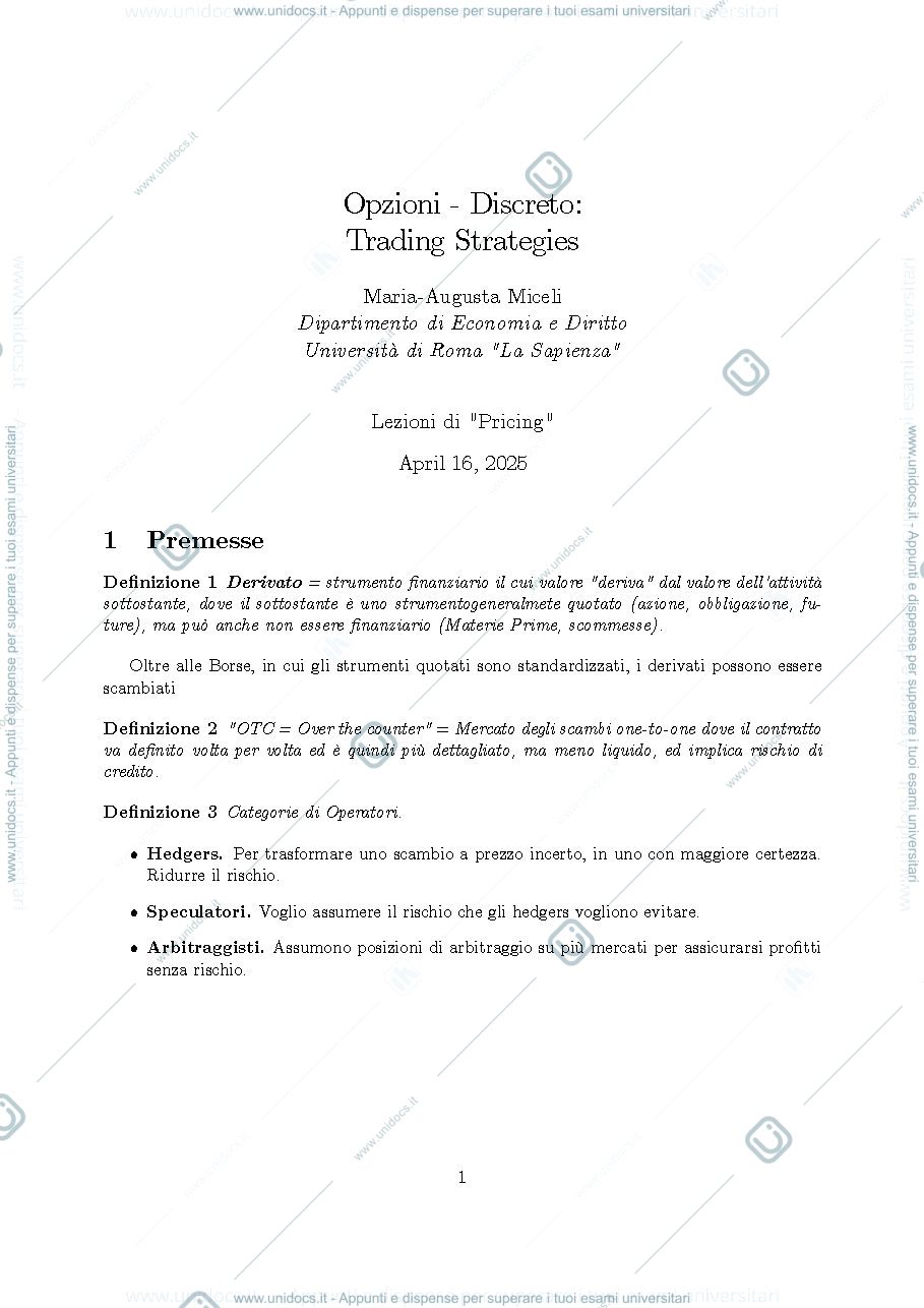 Anteprima pagina 1 — opzioni trading
