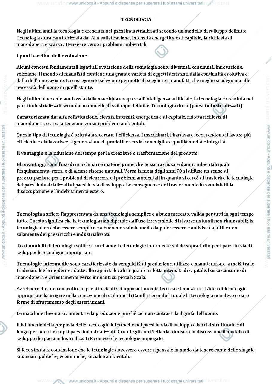Anteprima pagina 1 — TECNOLOGIA DEI CICLI PRODUTTIVI