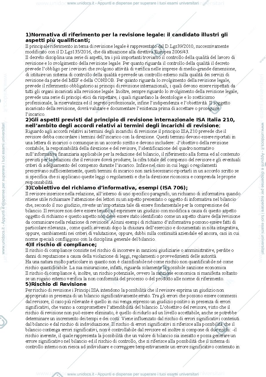 Anteprima pagina 1 — REVISIONE AZIENDALE 