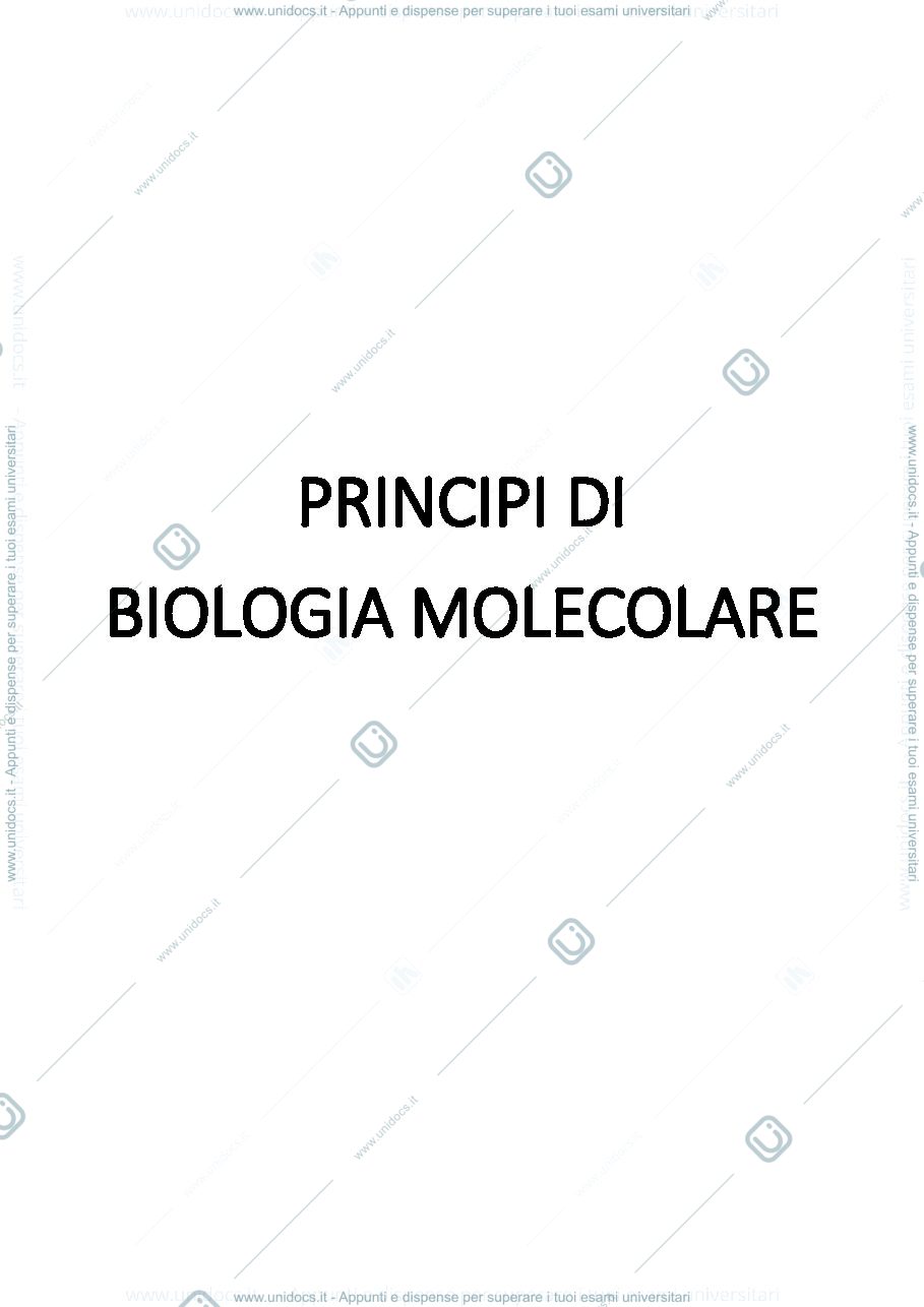 Anteprima pagina 1 — PRINCIPI DI BIOLOGIA MOLECOLARE