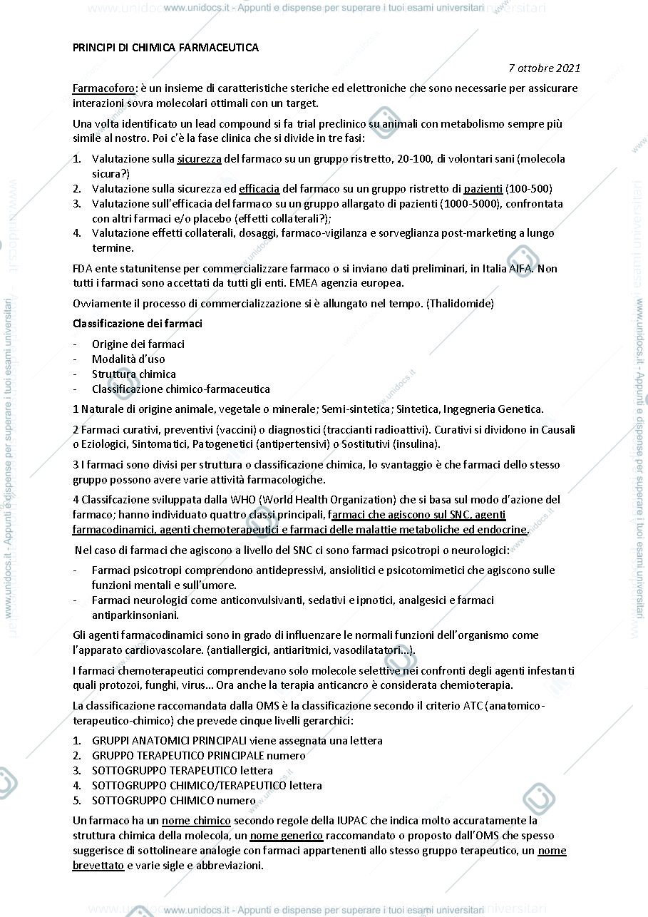 Anteprima pagina 1 — Principi di Chimica Farmaceutica