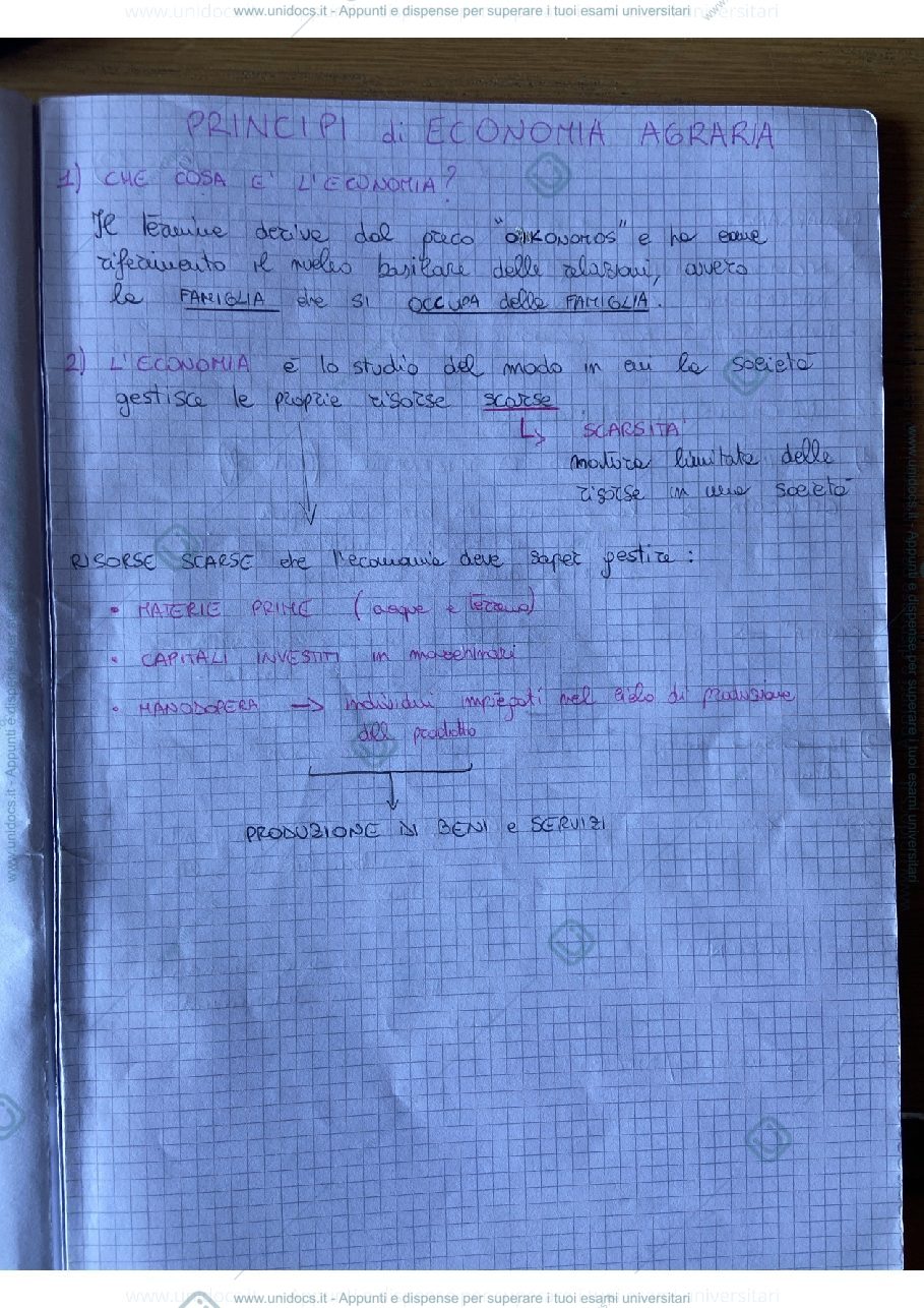 Anteprima pagina 1 — Economia agraria 