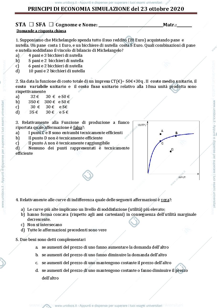 Anteprima pagina 1 — Esercitazioni Microeconomia scienze agrarie unito