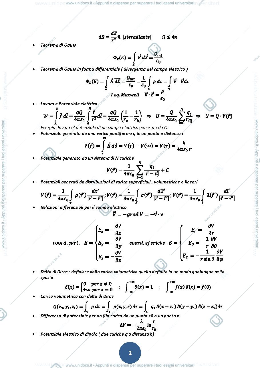 Anteprima pagina 2 — formule di elettromagnetismo 