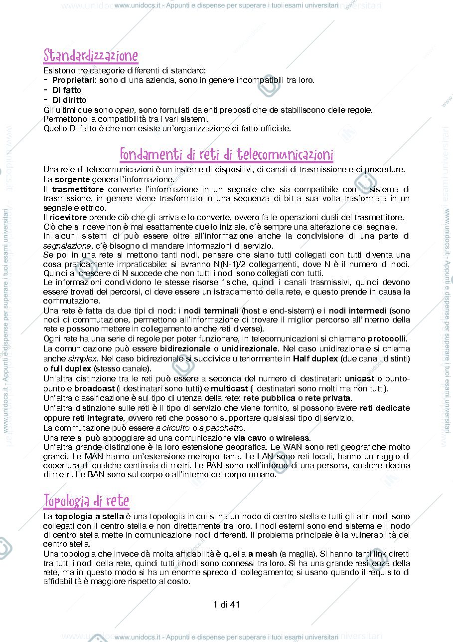 Anteprima pagina 1 — riassunto degli argomenti fondamentali del corso 